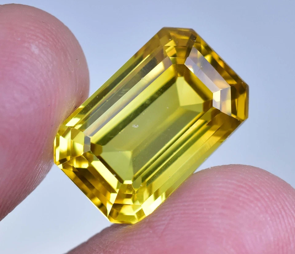17.80 CT Natürlich Ceylon Gelb Saphir Makellos Smaragd Schliff Zertifiziert - Bild 1 von 4