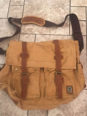sechunk vintage military leather canvas laptop bolsa messenger bolsas