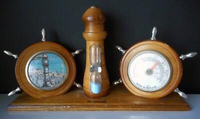 70er Jahre Weymouth Souvenir Vintage Meer Holz Thermometer/Eieruhrenturm