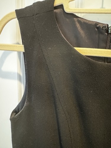Eva Franco Anthropologie 100% Wool Black Sleeveless Dress 6 Front Pockets - Picture 5 of 10
