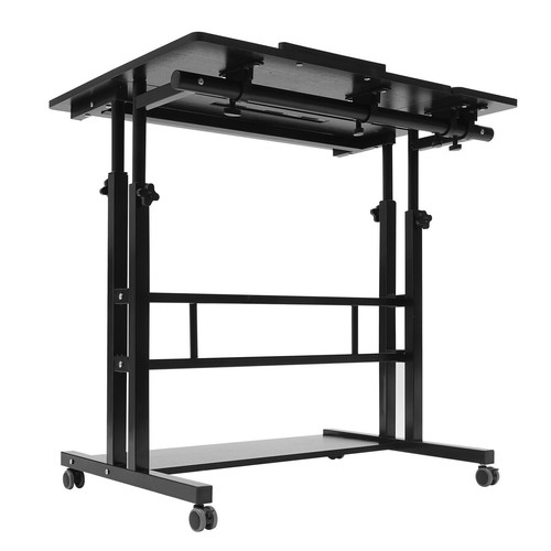 Mobile Rolling Computer Desk Laptop Table Stand w/ Wheel Home Office Workstation - Picture 6 of 24
