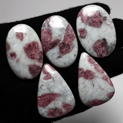 5 Pcs Natural Pink Tourmaline Quartz Hi-Quality 39mm-41mm Cabochon Gemstones Lot - Picture 11 of 13