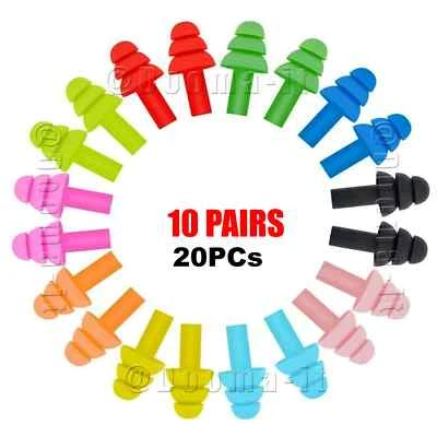 ** 10 PAIRS ** Soft Silicone Ear Plugs - Reusable Noise Cancelling Sleep Swim