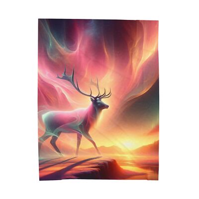 Velveteen Plush Blanket Aurora Sun Elk Outdoor Beautiful Nature Peaceful Decor