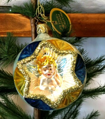 VINTAGE Inge Glas A Star is Brightly Shining Glass Reflector Ornament Germany