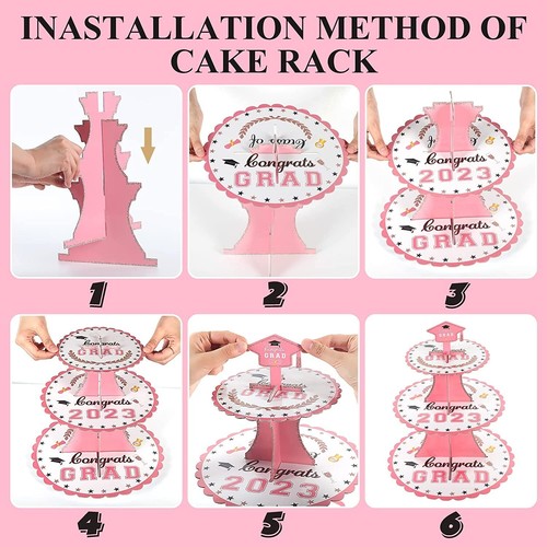 Graduation Decorations Class of 2023 - Cupcake Stand Set with 12 Pk Cake Toppers - Picture 3 of 6