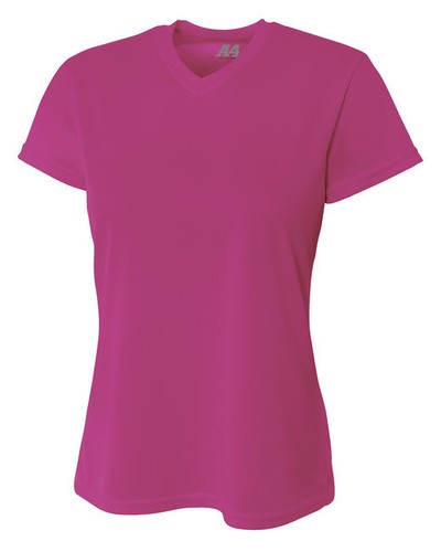 A4 NW3254 Women's Birds-Eye Mesh V-Neck Tee Top Moisture Wicking T-Shirt - Picture 5 of 12
