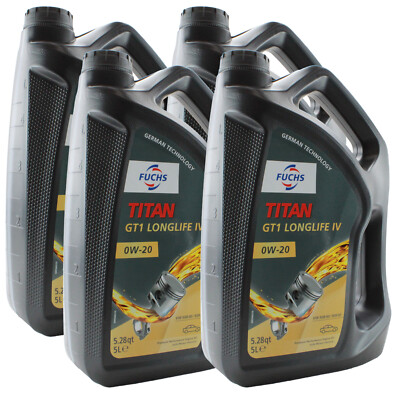 Fuchs 20 Liter Titan GT1 Longlife IV SAE 0W-20 Engine Oil for Audi VW 4 x 5L