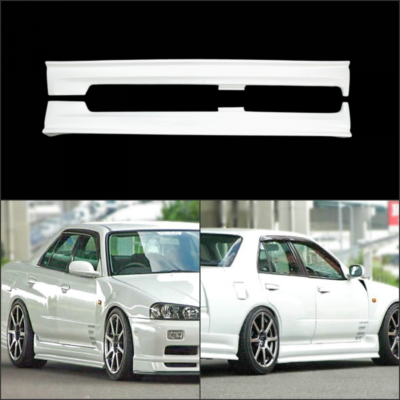 For Skyline R34 HR34 4 Door Sedan URR Type Fiberglass Side Skirt