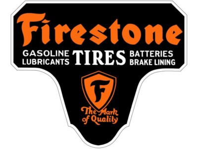 Firestone Tires Mark of Quality DIECUT NEW 28'' Tall Sign USA STEEL XL Size 7 lbs