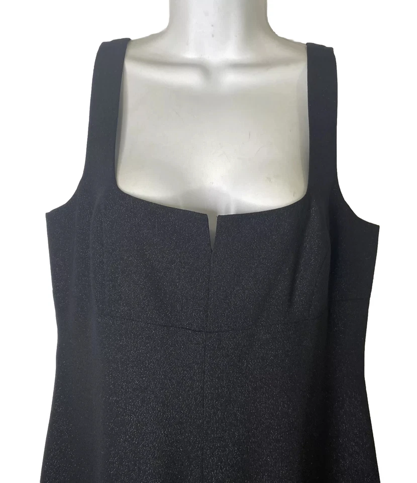 Vestido Georgiou Talla 12 Negro Brillante Elastizado Lápiz Funda Nuevo con Etiquetas $129 Cuello con Muescas Foto 3 de 4