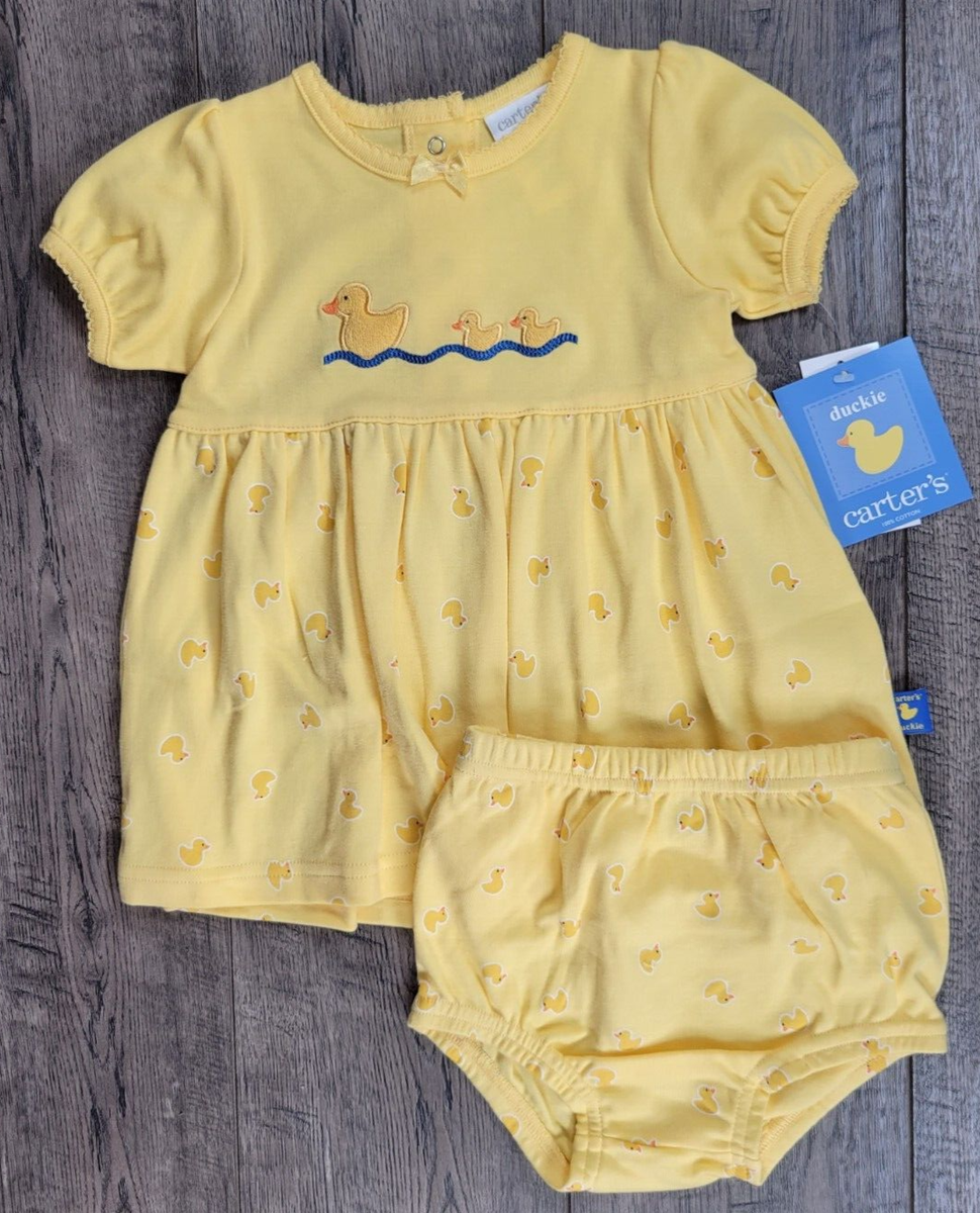 Baby Girl New Carter's Vintage 3-6 Month 2pc Yellow Little Duckie Dress  Outfit | eBay