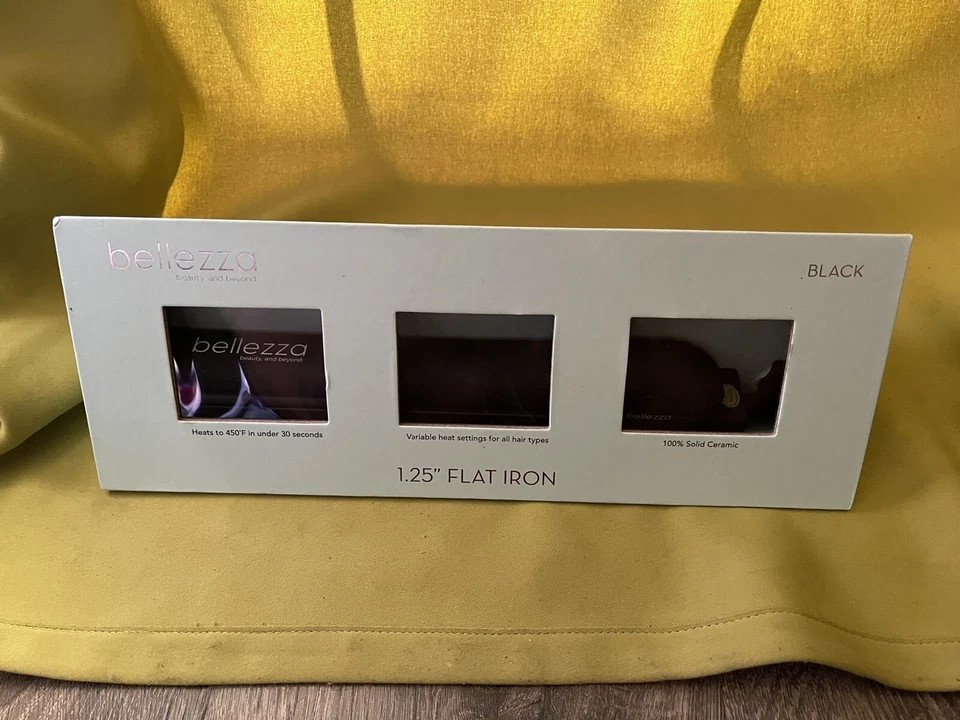 Bellezza 1.25 英寸直发器专业 100% 陶瓷盘子-黑色 — 第 2/3 张图片