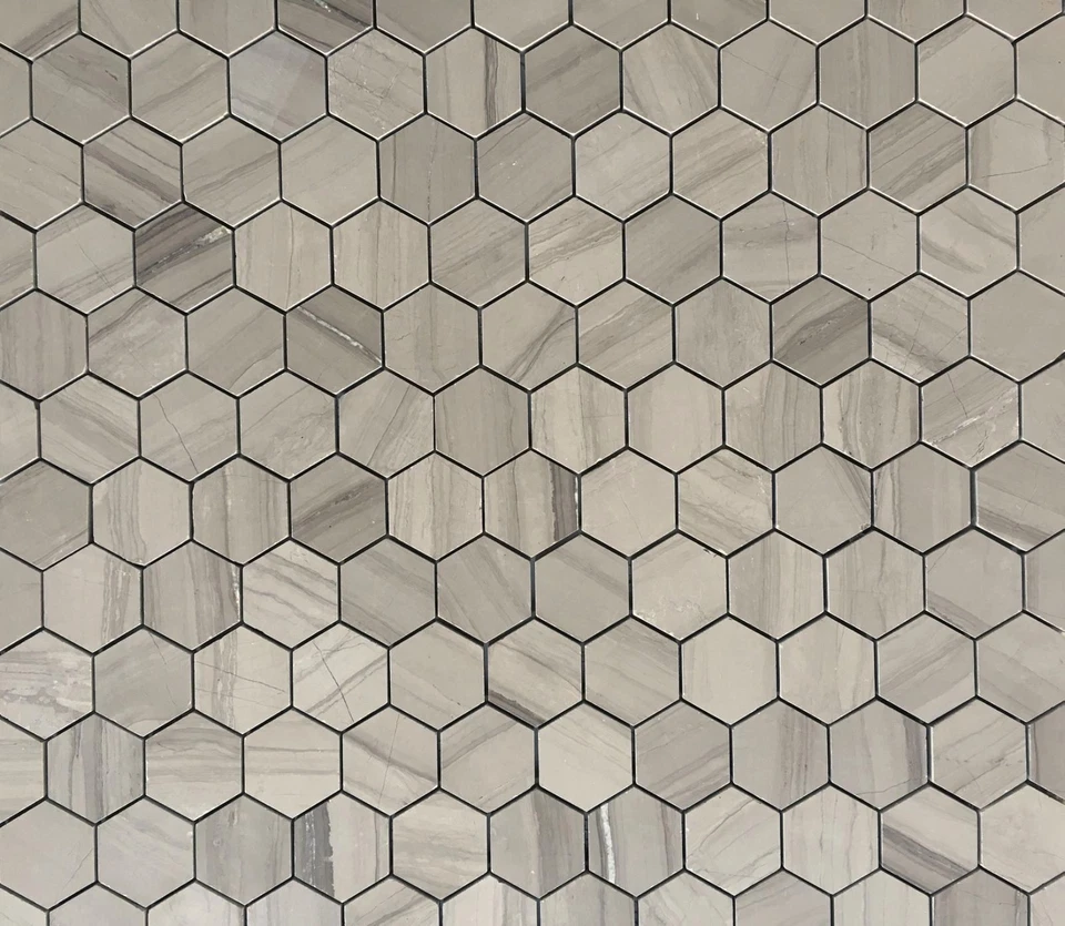 Athens Gray 2" Hexagon Marble Mosaic Wall and Floor Tile Backsplash Kitchen Bath - Image 4 of 4