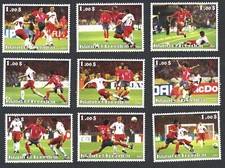 (BL) 2002 Football World Cup Korea vs Poland 9 different cinderella labels MNH
