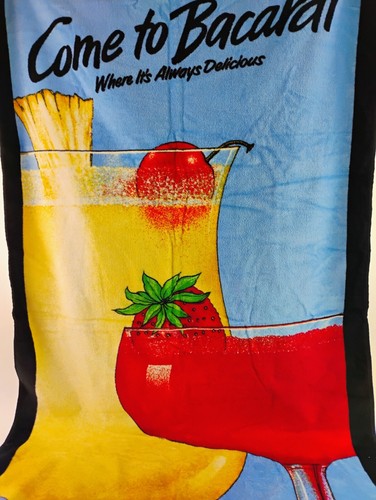 1987 Bacardi Rum Beach Towel Mixed Drink Bright Colors Come to Bacardi 30" x 58" - Picture 4 of 5