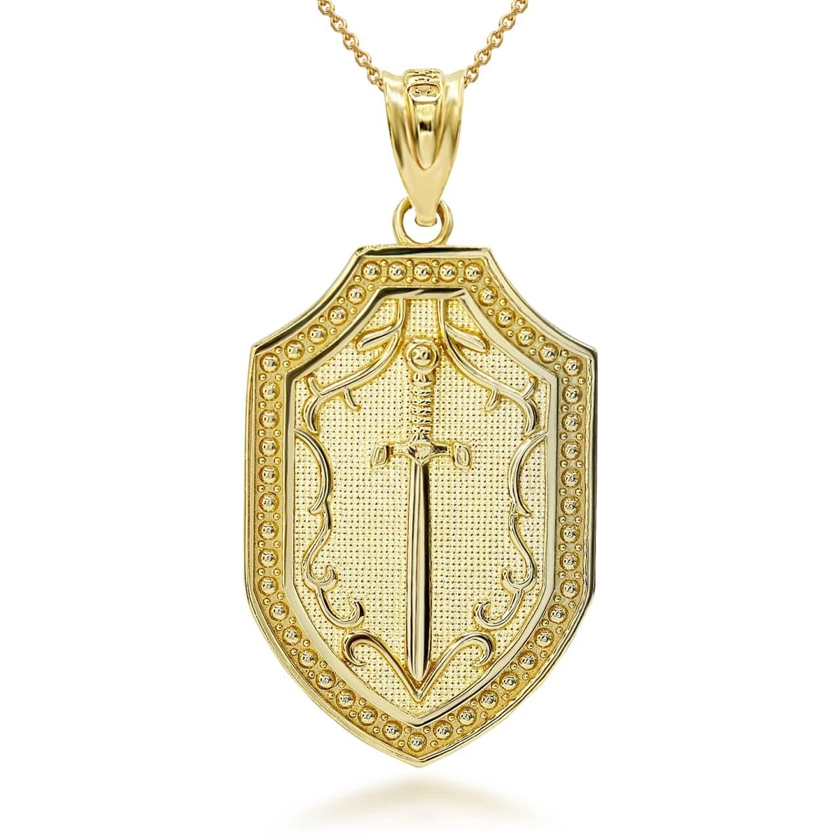 Gold shield pendant clearance