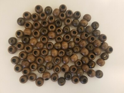 Lot of 100 Small Walnut Macrame 1/2'' Round Wood Craft Jewelry Beads 