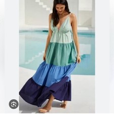 Anthropologie The Raya Colorblock Maxi Dress Women's Casual Tiered XS