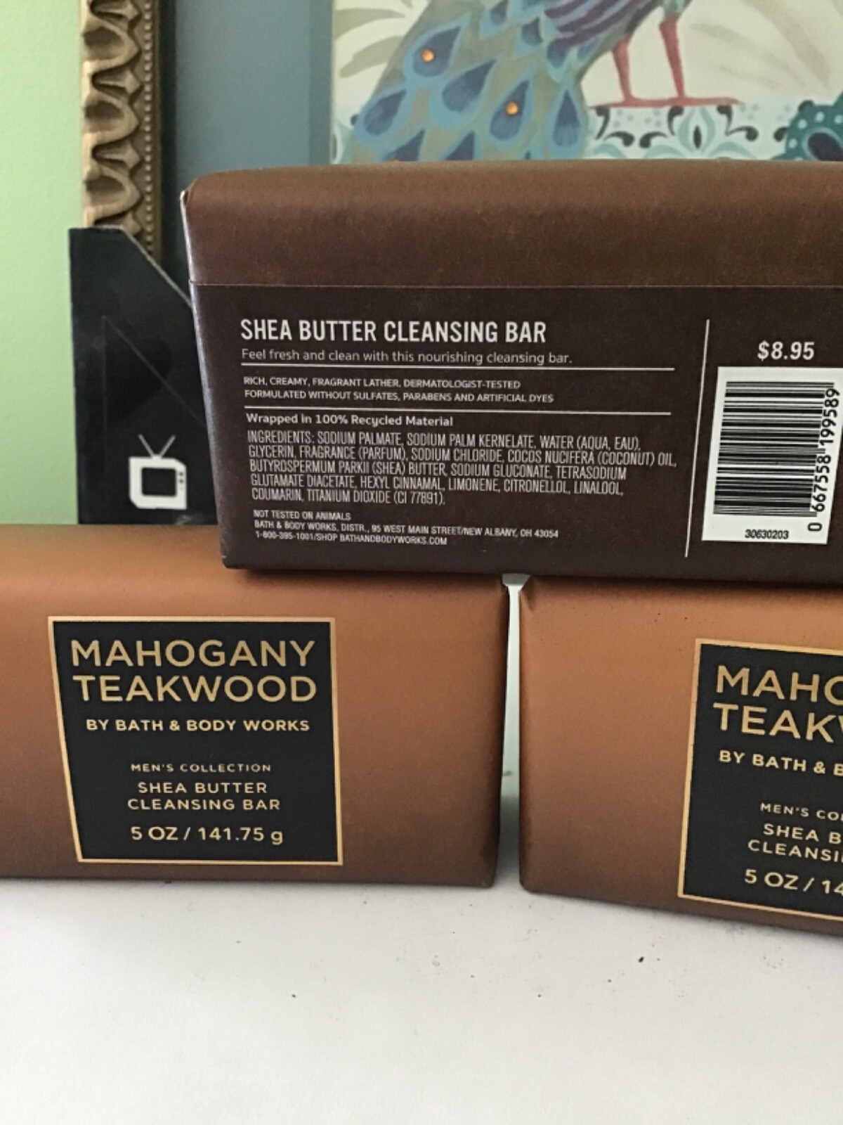 3 Bath & Body Works MAHOGANY TEAKWOOD Shea Butter Cleansing Bar Soap 5