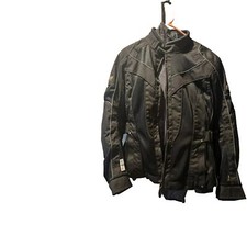 OLYMPIA Moto Sports Womens Layered Motorcycle Jacket with Armor Black Sz S