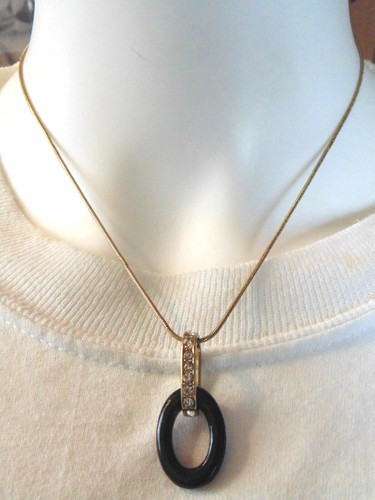 Silver Rhinestone Gold Necklace & Earrings Set Pierced Adjustable Jewelry Gift - Picture 2 of 4
