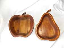 The Cellar Apple & Pear Shaped Wood Serving Bowls for Macy's Brown Snack Dish
