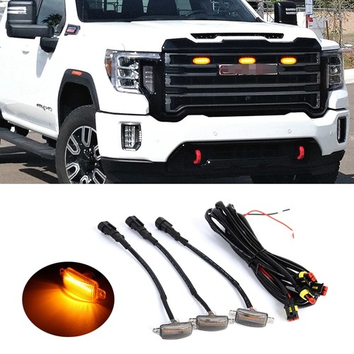 Raptor Style Amber LED Front Grille Running Lights For GMC Sierra 2500