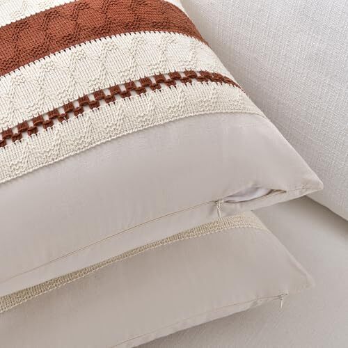 Set of 2 Boho Long Lumbar Decorative Throw Pillow 24" x 12" (Pack of 2) Rust - Picture 3 of 7