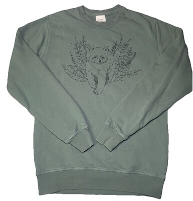 AS Colour Red Panda Womens Green Long Sleeve Pullover Crewneck Sweater Size XS