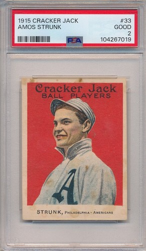 Amos Strunk #33 1915 Cracker Jack card