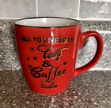 Royal Norfolk Coffee Mug “All You Need Is Love & Coffee” Red Ceramic Cup