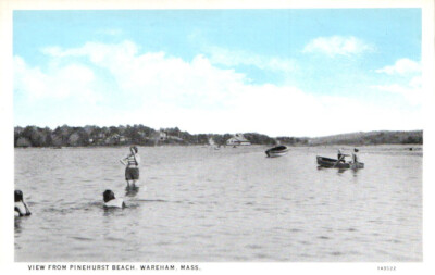 #ad C 1920 PC FOLKS ENJOYING THE WATER AT PINEHURST BEACH WAREHAM MA TEICH NOS MINT $13.99