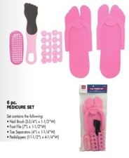 6 pcs Pedicure Set Pedislipper Toe Separators Nail Brush Foot File NEW FREE SHIP