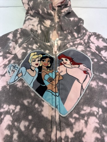 Disney Princess Cinderella Ariel Jasmine Girl's Size 7 Tie-Dye Pullover Hoodie - Picture 2 of 9