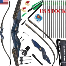 60" Archery Takedown Recurve Bow 25-50lbs &Arrows Adult Hunting Target Bow Shoot