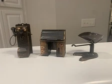 Durham Industries Metal Miniatures and Furniture - Rolltop Desk, Phone, Scale