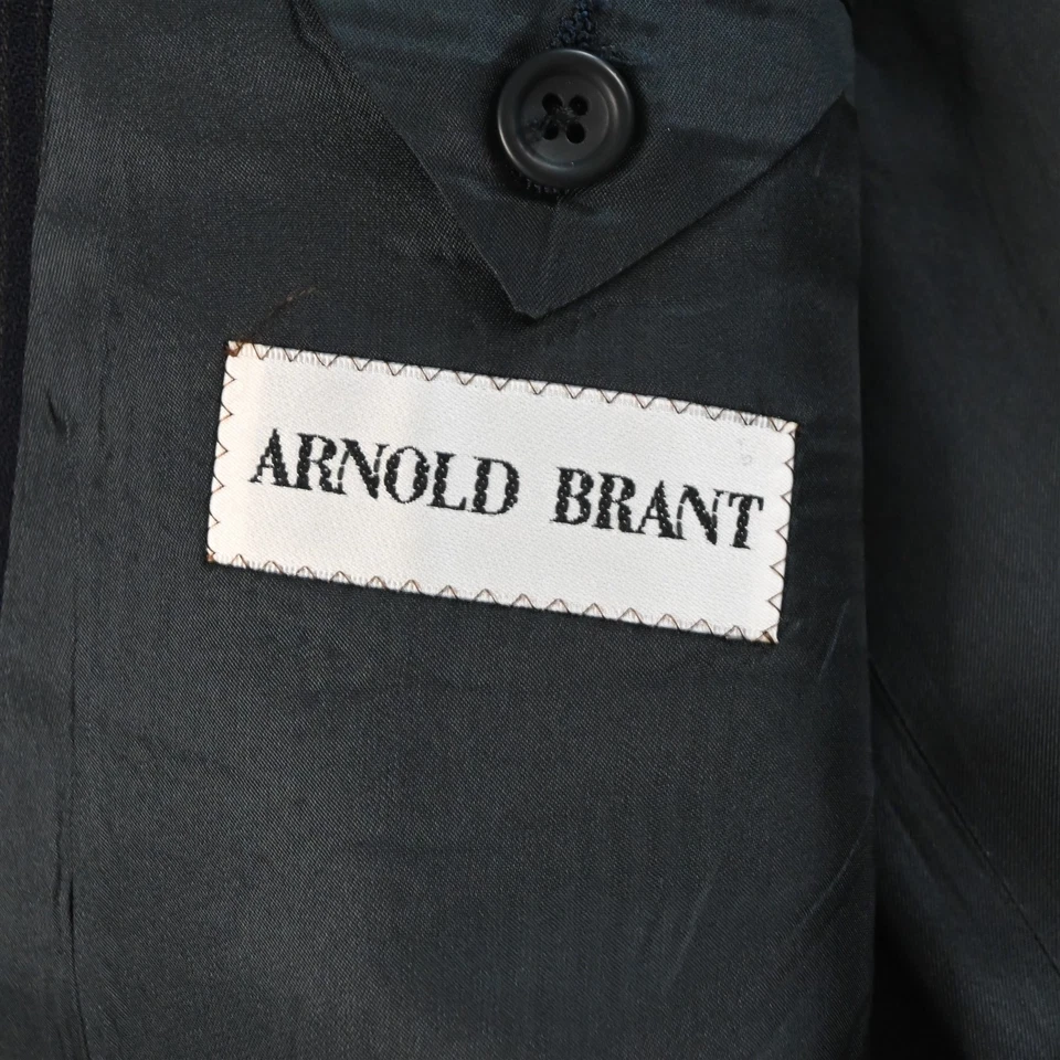 Vtg Nordstrom 46L 36x32 Navy Blue Striped 100% Wool Mens Jacket Pants Suit - Image 4 of 4