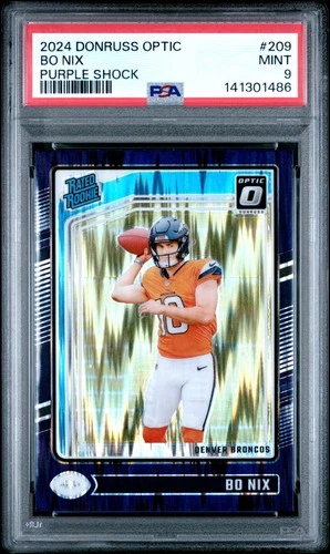 2024 PANINI DONRUSS OPTIC PURPLE SHOCK #209 BO NIX ROOKIE RC PSA 9