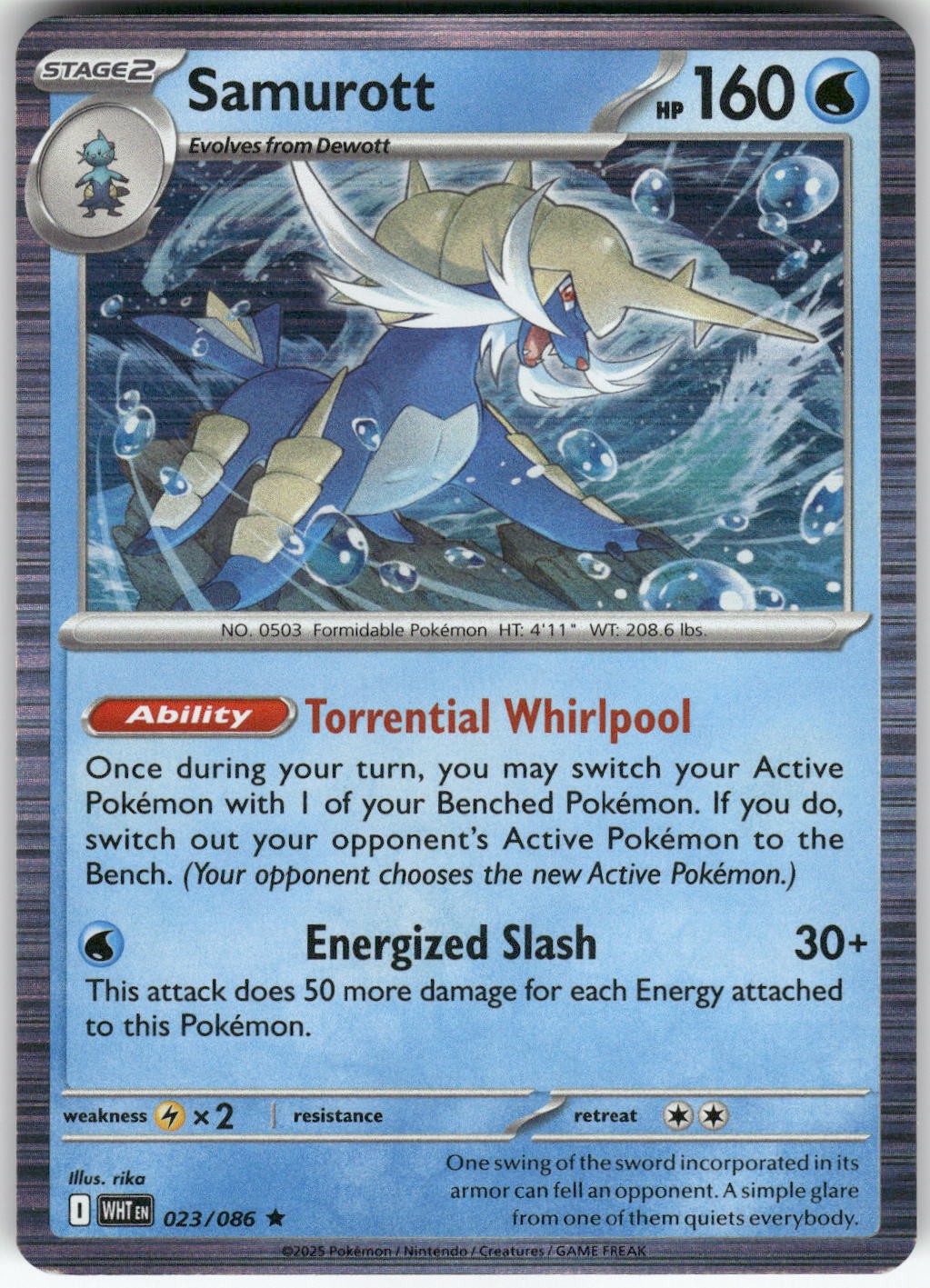 Samurott 023/086 Holo Rare White Flare Pokemon Near Mint