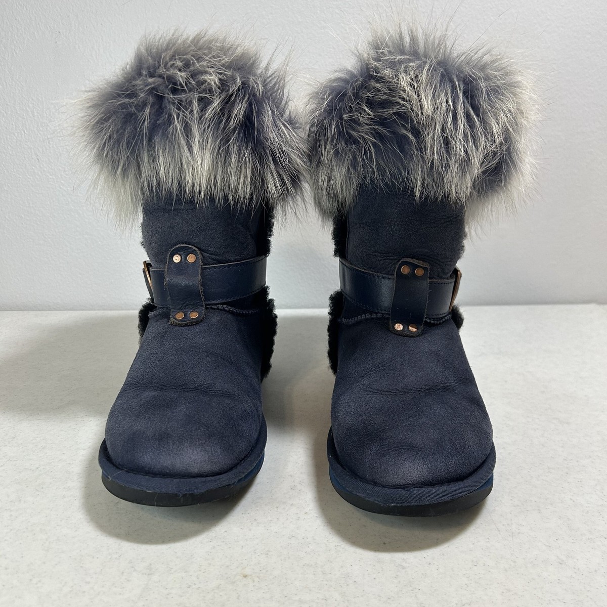 Australia Luxe Collective Tsar Short Boots Women’s 7 Leather Sheepskin Fox Fur View 2