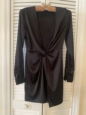FASHION NOVA Mini Twist Black Dress Sz S Long Sleeves Sexy Club Feminine