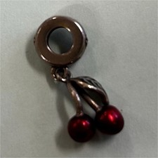 Red Silver Fruit Dangle Charm Pendant Metal for Bracelet Fruits Theme