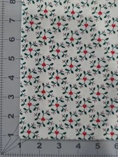 Vintage Fabric Traditions 1992 Red Hearts Holly On Cream Cotton Fabric 1 Yard