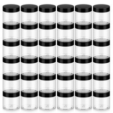36 Pack 2 OZ Plastic Jars with Lids, BPA Free, Reusable, Refillable Transparent