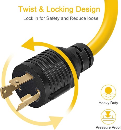 NEMA L5-30P to 3X 5-20R Generator Adapter Cord - 30 Amp, Heavy Duty 1.5 FT - Picture 8 of 9