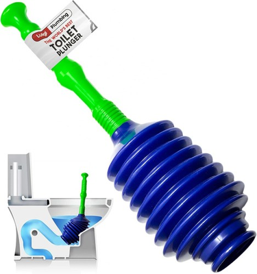 #ad #ad High Pressure Toilet Plunger Blue Green Snake Design with Heavy Duty Grip $24.99
