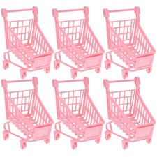 Mini Shopping Cart Pink Iron 6 Pack 12.00X8.00X11.50cm