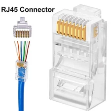 100pcs RJ45 Pass Through Modular Plug CAT5 CAT6 Network Cable Connector 8P8C