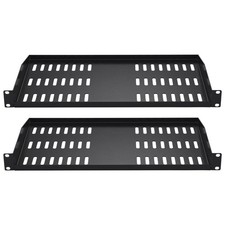 2-Pack 1U Server Rack Shelf, 10" Depth, 50lb Load, Vented Steel for 19" Cabinets